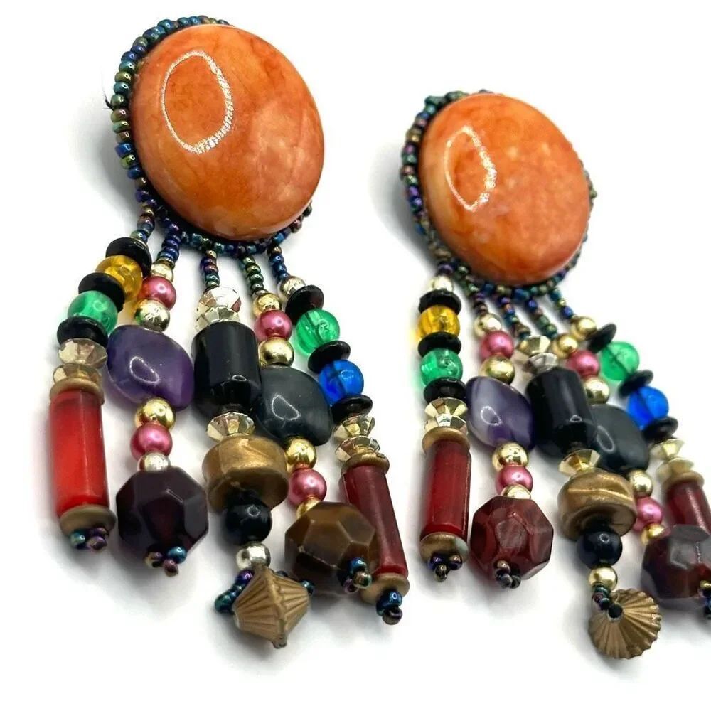 Beaded statement earrings - Picture 4 of 9